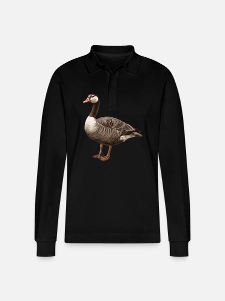 geese goose - Stanley/Stella Organic Unisex Long-Sleeved Polo Shirt Prepster - black