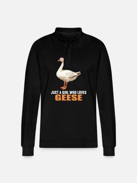 geese goose - Stanley/Stella Organic Unisex Long-Sleeved Polo Shirt Prepster - black