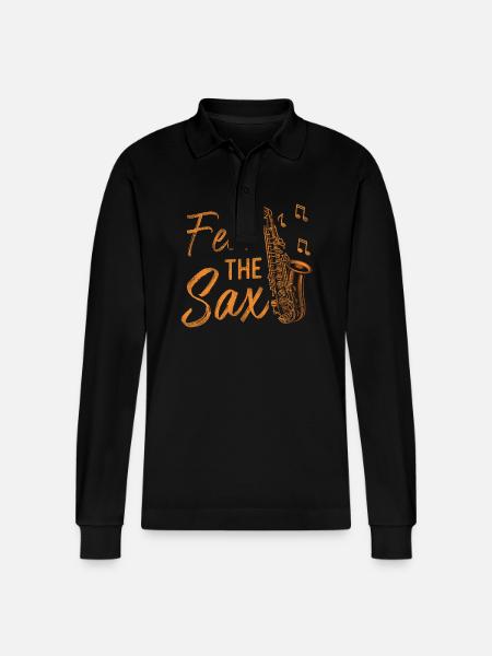 Saxophones Pun Fear The Sax - Stanley/Stella Organic Unisex Long-Sleeved Polo Shirt Prepster - black