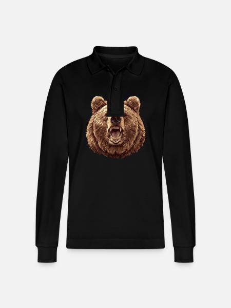 grizzly bears Grizzly bear - Stanley/Stella Organic Unisex Long-Sleeved Polo Shirt Prepster - black