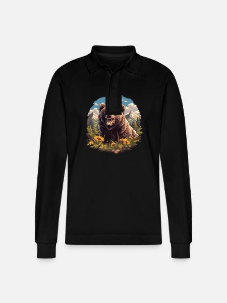 grizzly bears Grizzly bear - Stanley/Stella Organic Unisex Long-Sleeved Polo Shirt Prepster - black