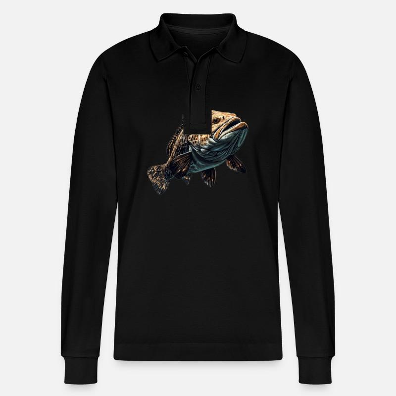 Zackenbarsche Zackenbarsch - Stanley/Stella Unisex Bio-Langarm-Poloshirt Prepster - Schwarz