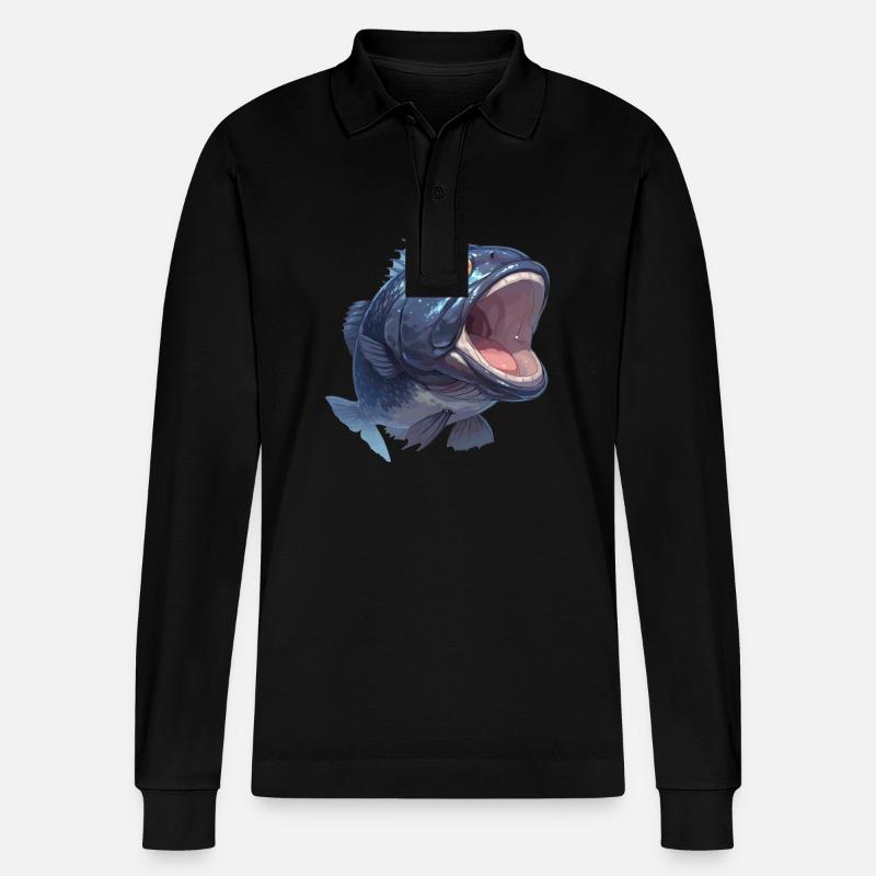 Zackenbarsche Zackenbarsch - Stanley/Stella Unisex Bio-Langarm-Poloshirt Prepster - Schwarz