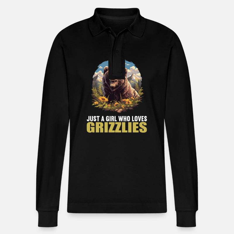 Grizzlybären Grizzlybär - Stanley/Stella Unisex Bio-Langarm-Poloshirt Prepster - Schwarz