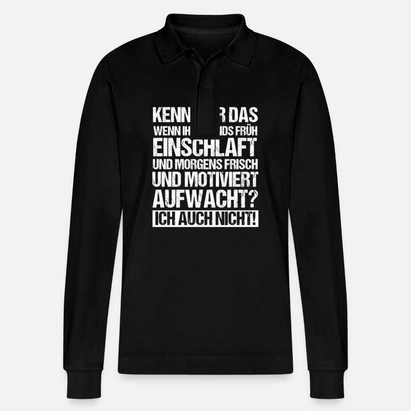 Faulenzer Langschläfer Motivation - Stanley/Stella Unisex Bio-Langarm-Poloshirt Prepster - Schwarz