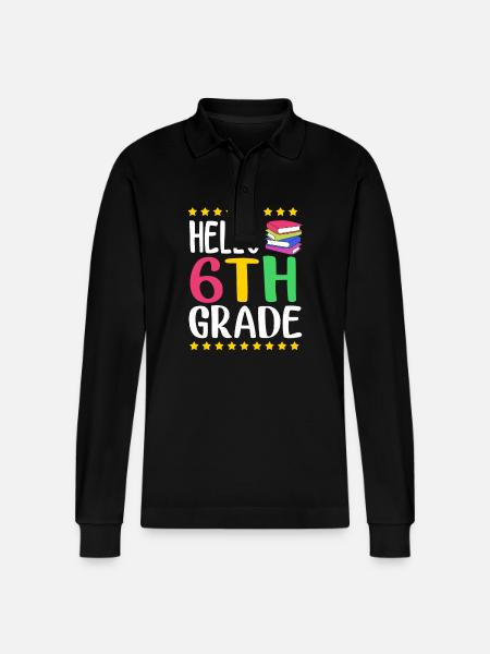 6th Grade - Stanley/Stella Organic Unisex Long-Sleeved Polo Shirt Prepster - black