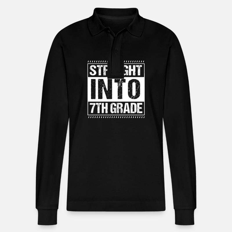 7. Klasse - Stanley/Stella Unisex Bio-Langarm-Poloshirt Prepster - Schwarz