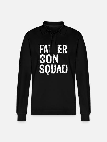 Father Son Squad - Stanley/Stella Organic Unisex Long-Sleeved Polo Shirt Prepster - black