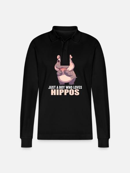 Nilpferd Flußpferd - Stanley/Stella Unisex Bio-Langarm-Poloshirt Prepster - Schwarz