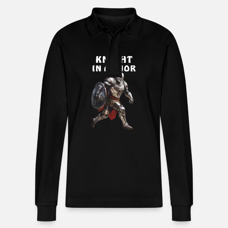KNIGHT IN ARMOR - Stanley/Stella Unisex Bio-Langarm-Poloshirt Prepster - Schwarz