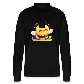 Bienen Biene - Stanley/Stella Unisex Bio-Langarm-Poloshirt Prepster - Schwarz - Vorne - Anna (173cm) & Nico (186cm)