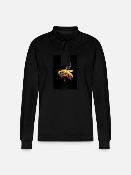 Bees Bee - Stanley/Stella Organic Unisex Long-Sleeved Polo Shirt Prepster - black