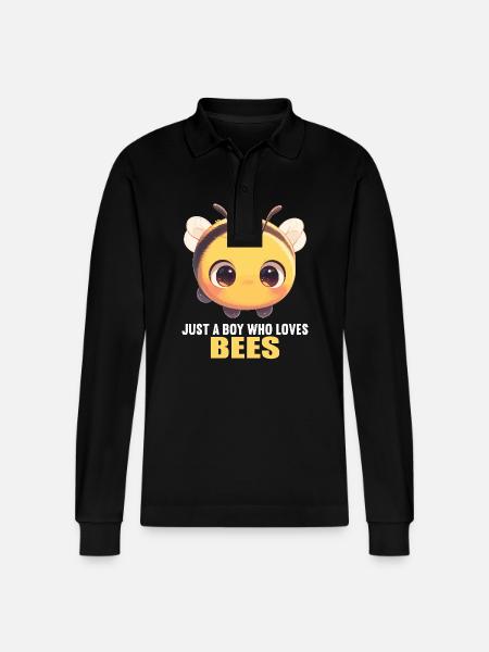 Bees Bee - Stanley/Stella Organic Unisex Long-Sleeved Polo Shirt Prepster - black