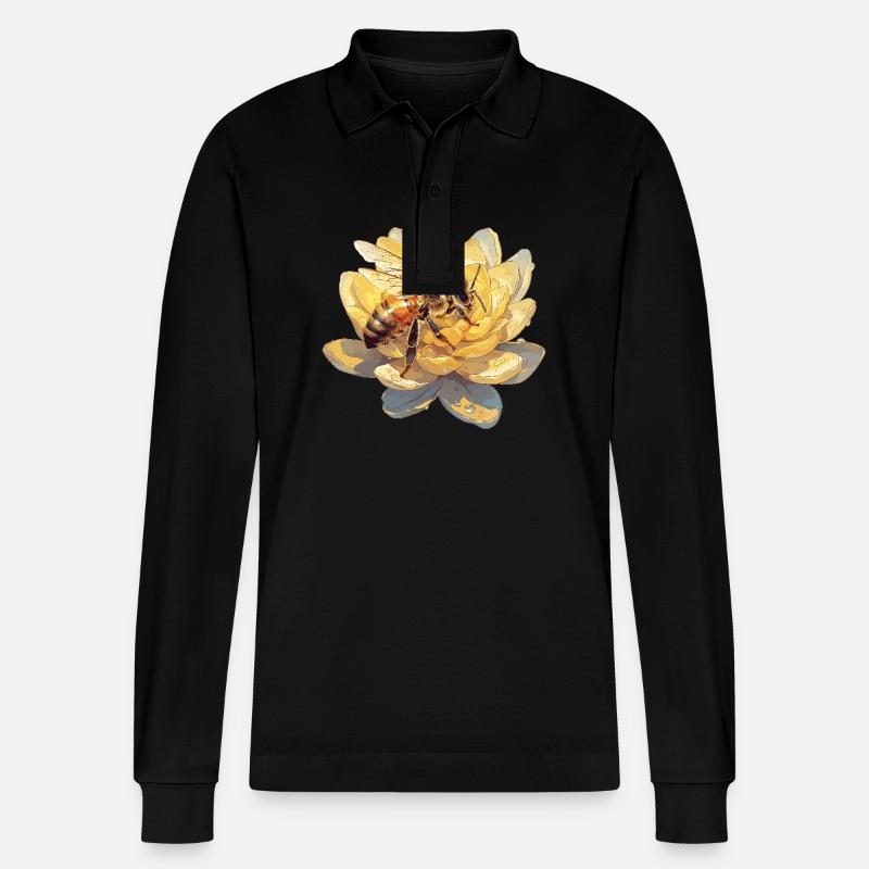 Bienen Biene - Stanley/Stella Unisex Bio-Langarm-Poloshirt Prepster - Schwarz