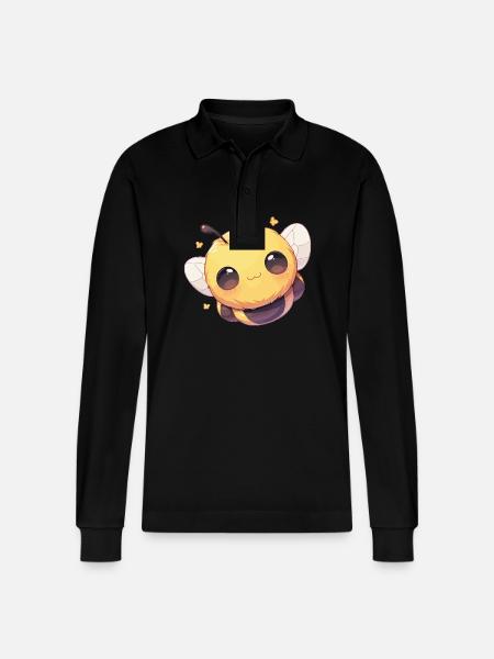 Bees Bee - Stanley/Stella Organic Unisex Long-Sleeved Polo Shirt Prepster - black