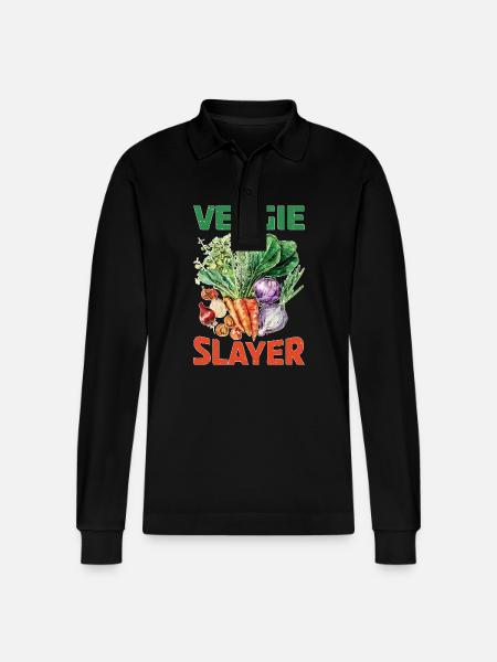 Veggie Slayer - Stanley/Stella Unisex Bio-Langarm-Poloshirt Prepster - Schwarz