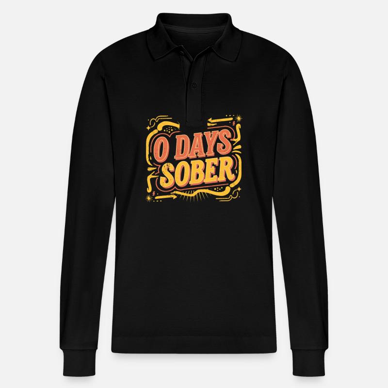 0 Days Sober 19 - Stanley/Stella Unisex Bio-Langarm-Poloshirt Prepster - Schwarz