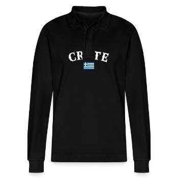 Crete Griechenland Griechische Flagge Grieche - Stanley/Stella Unisex Bio-Langarm-Poloshirt Prepster - Schwarz - Vorne - Anna (173cm) & Nico (186cm)