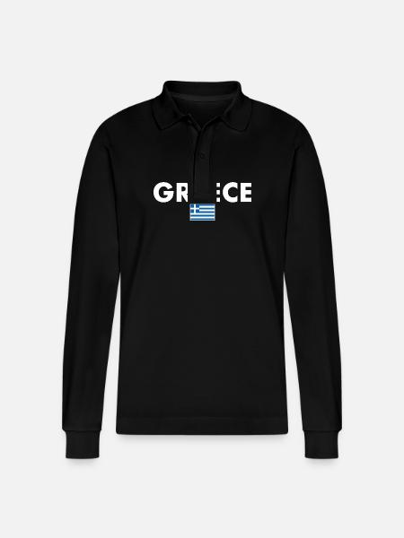 Grèce Grèce Drapeau grec Grec - Polo à manches longues bio PREPSTER Stanley/Stella Unisexe - noir