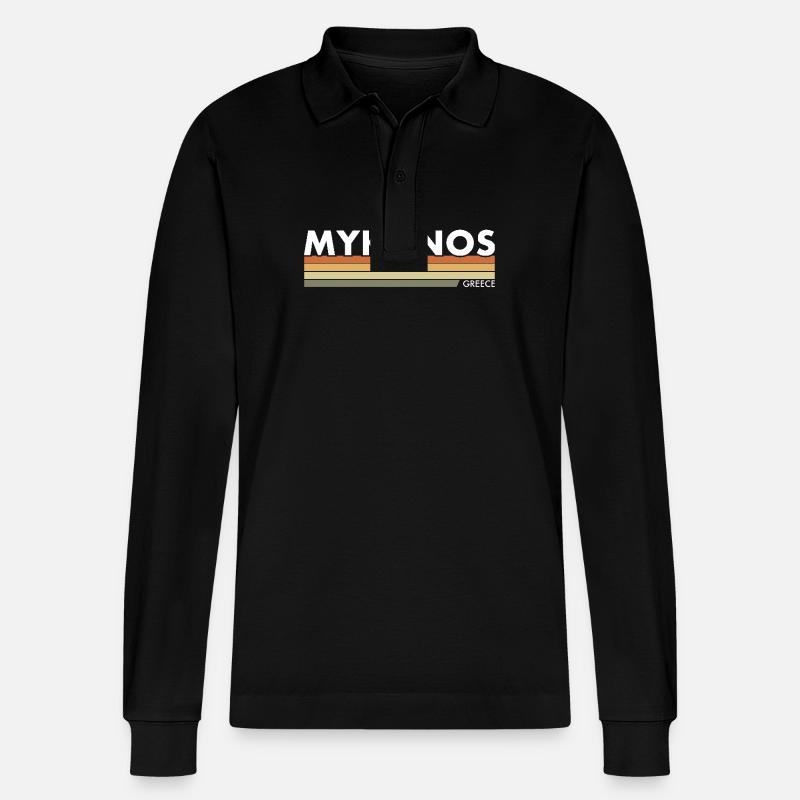 Mykonos Hellas gresk gresk - Stanley/Stella Prepster økologisk unisex-poloskjorte med lange ermer - svart