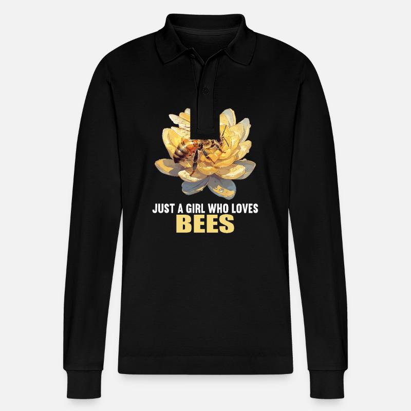 Bienen Biene - Stanley/Stella Unisex Bio-Langarm-Poloshirt Prepster - Schwarz