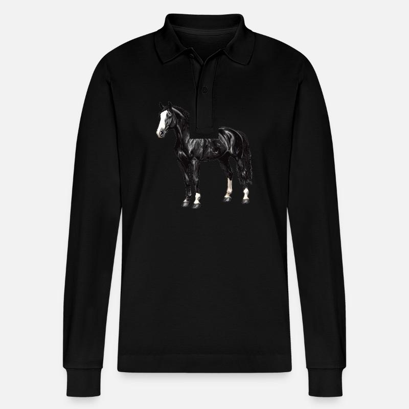 Pferde Pferd - Stanley/Stella Unisex Bio-Langarm-Poloshirt Prepster - Schwarz