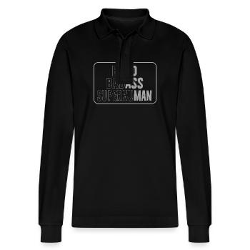 Brave Badass Statement - Stanley/Stella Organic Unisex Long-Sleeved Polo Shirt Prepster - black - Front - Anna (173cm) & Nico (186cm)