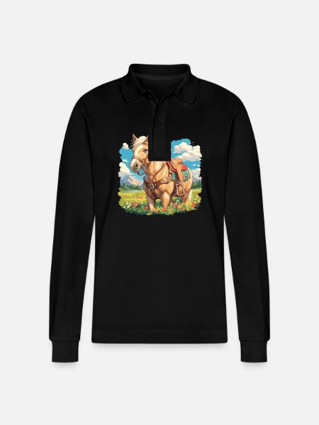 Pferde Pferd - Stanley/Stella Unisex Bio-Langarm-Poloshirt Prepster - Schwarz