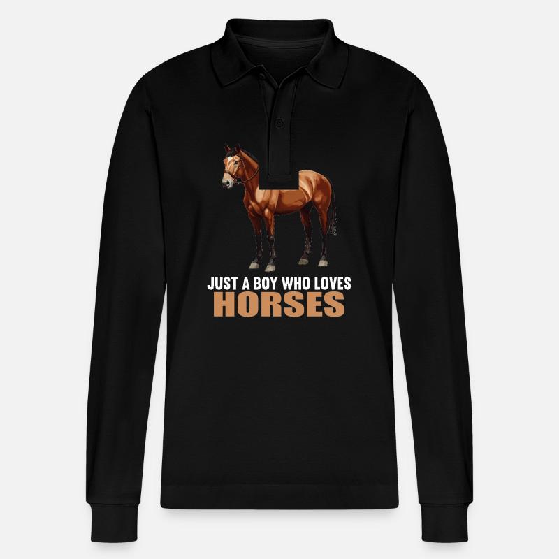 Pferde Pferd - Stanley/Stella Unisex Bio-Langarm-Poloshirt Prepster - Schwarz