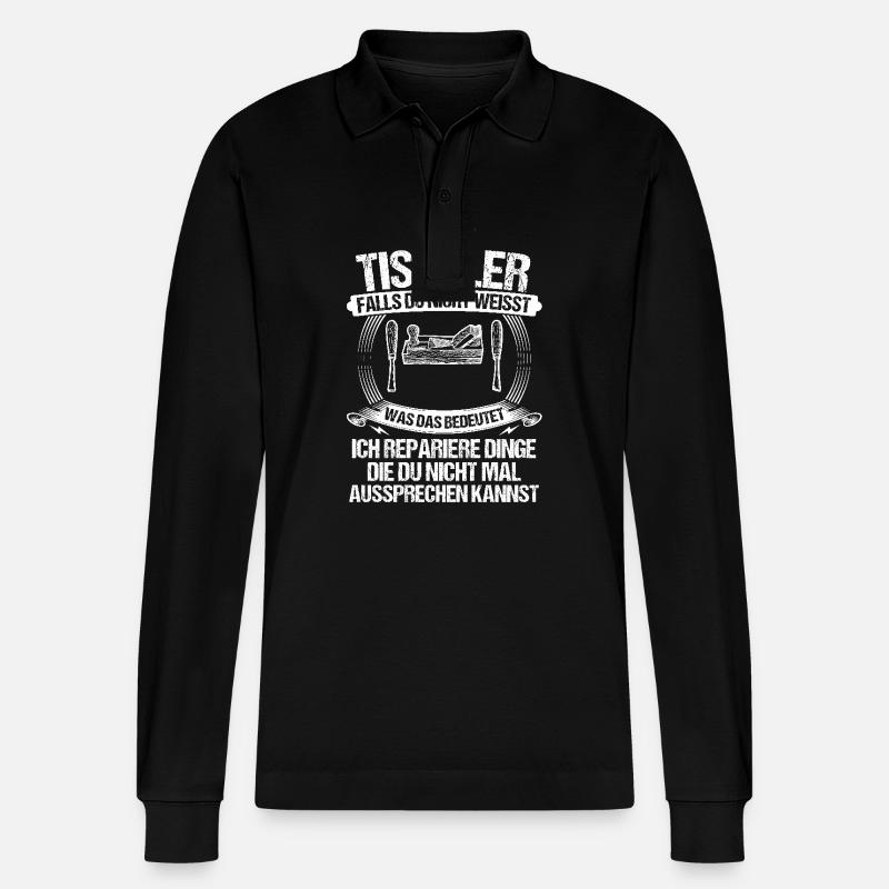Carpenter, Carpenter, Carpenter - Stanley/Stella Organic Unisex Long-Sleeved Polo Shirt Prepster - black