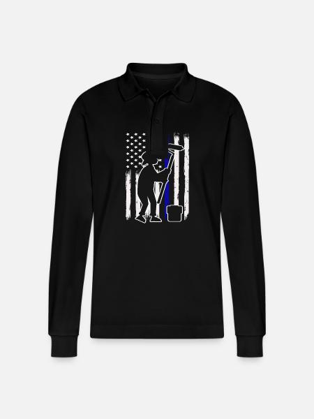 Painter Flag Silhouette Creative - Stanley/Stella Organic Unisex Long-Sleeved Polo Shirt Prepster - black