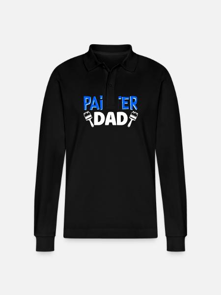 Painter Dad Inspiration - Stanley/Stella Organic Unisex Long-Sleeved Polo Shirt Prepster - black