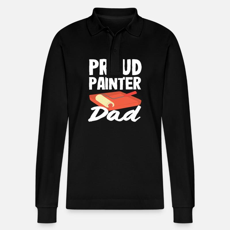 Proud painter dad - Stanley/Stella Organic Unisex Long-Sleeved Polo Shirt Prepster - black