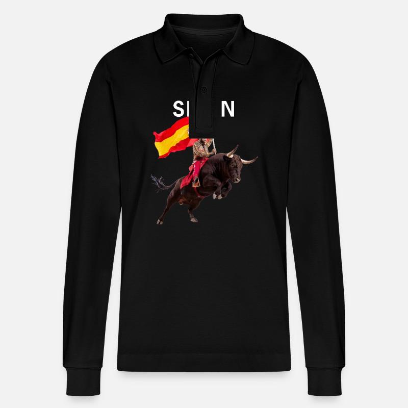 ESPAGNOL ESPAGNE - Polo à manches longues bio PREPSTER Stanley/Stella Unisexe - noir