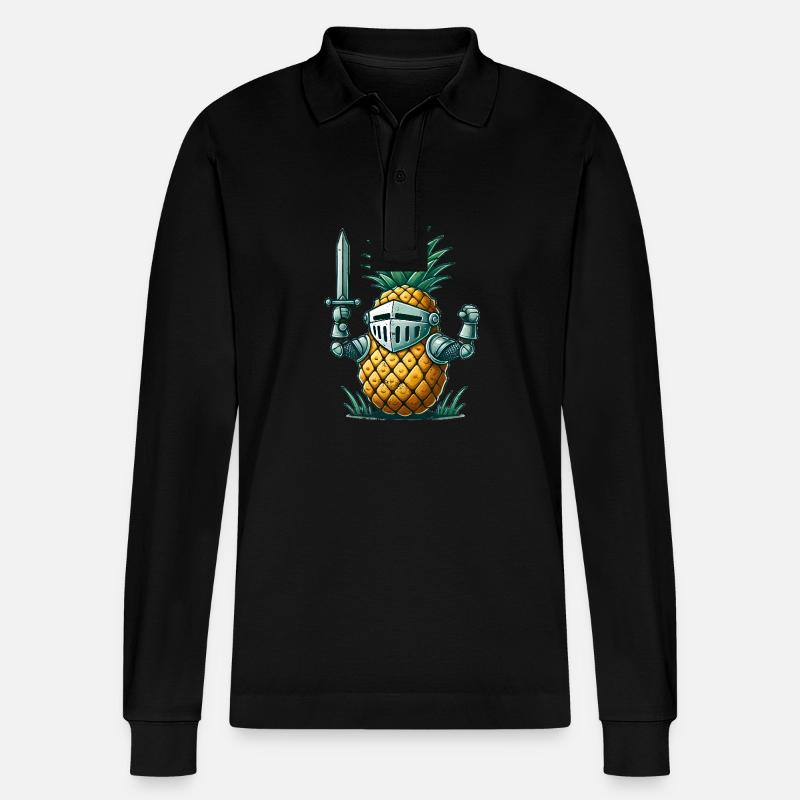Ananas Ritter - Stanley/Stella Unisex Bio-Langarm-Poloshirt Prepster - Schwarz