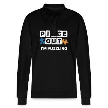 Piece Out I’m déroutant Funny Pun Jigsaw Puzzle - Polo à manches longues bio PREPSTER Stanley/Stella Unisexe - noir - Devant - Anna (173cm) & Nico (186cm)