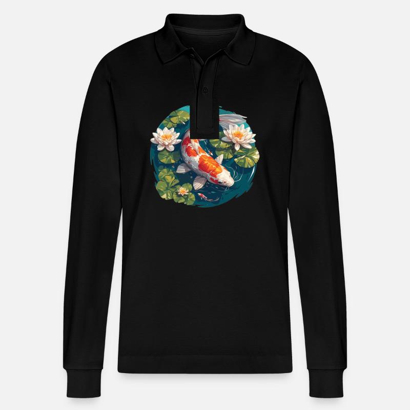Kois Koi Karpfen - Stanley/Stella Unisex Bio-Langarm-Poloshirt Prepster - Schwarz
