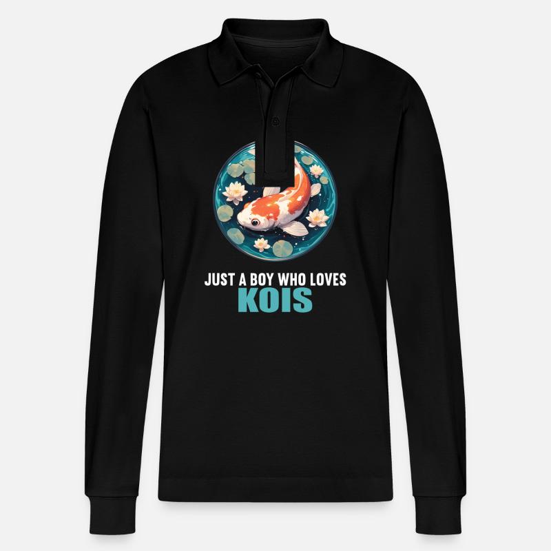 Kois Koi Karpfen - Stanley/Stella Unisex Bio-Langarm-Poloshirt Prepster - Schwarz