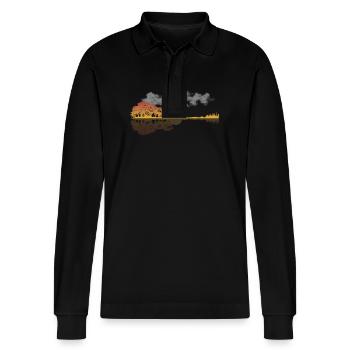 Autumn evening landscape with trees and skyline in the - Stanley/Stella Organic Unisex Long-Sleeved Polo Shirt Prepster - black - Front - Anna (173cm) & Nico (186cm)