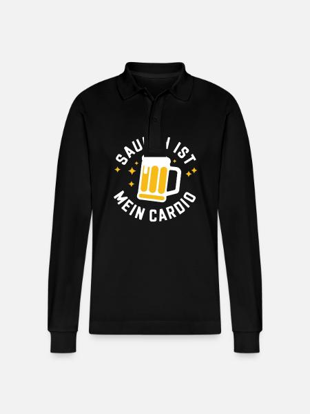 Drinking is my cardio - Stanley/Stella Organic Unisex Long-Sleeved Polo Shirt Prepster - black
