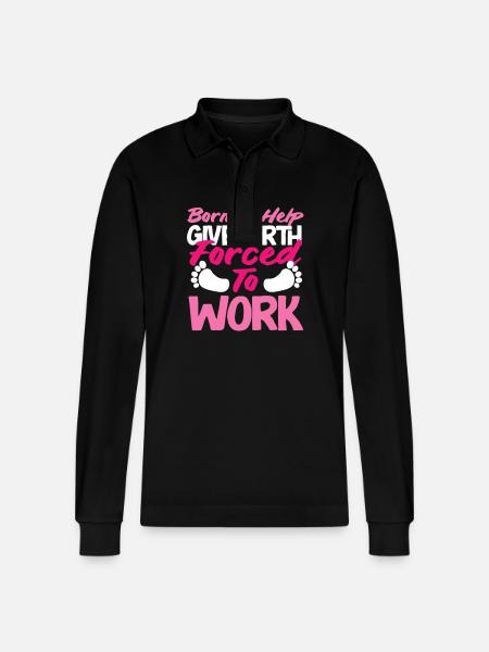 Midwife born to help - Stanley/Stella Organic Unisex Long-Sleeved Polo Shirt Prepster - black