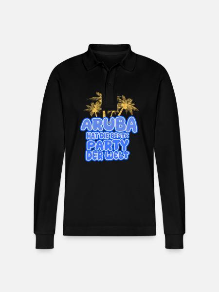Aruba Holidays - Stanley/Stella Organic Unisex Long-Sleeved Polo Shirt Prepster - black