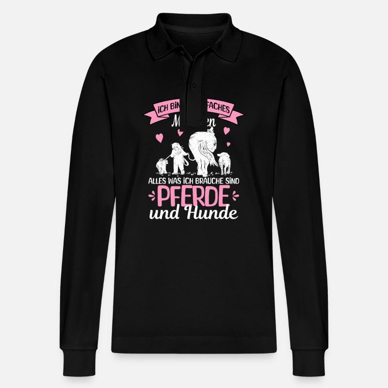 Einfaches Mädchen Pferde - Stanley/Stella Unisex Bio-Langarm-Poloshirt Prepster - Schwarz