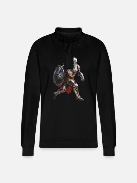 KNIGHT ARMOR - Stanley/Stella Organic Unisex Long-Sleeved Polo Shirt Prepster - black