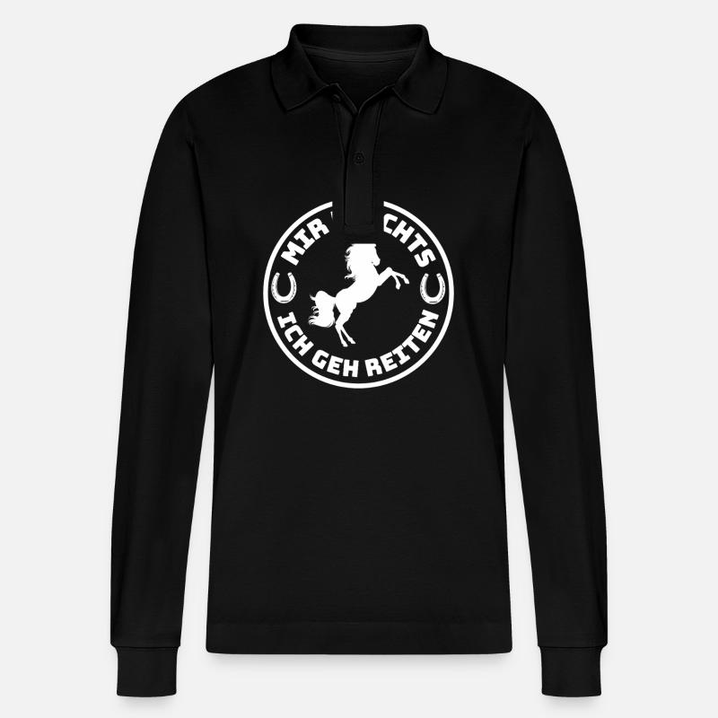 I've had enough riding - Stanley/Stella Organic Unisex Long-Sleeved Polo Shirt Prepster - black
