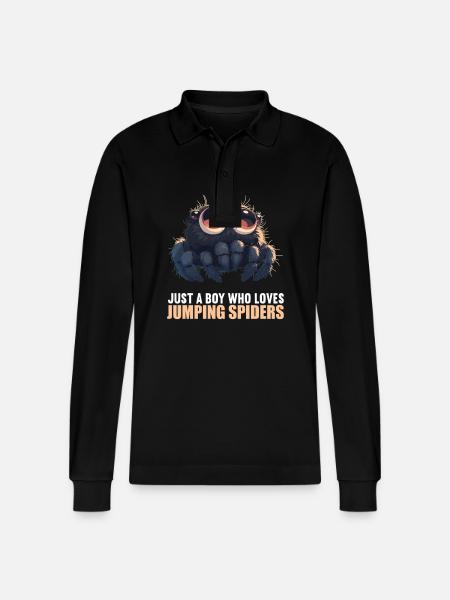 Jumping Spider Springspinnen Springspinne - Stanley/Stella Organic Unisex Long-Sleeved Polo Shirt Prepster - black