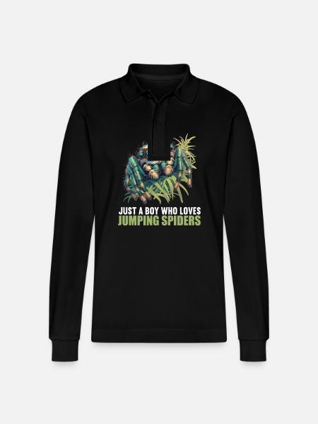 Jumping Spider Springspinnen Springspinne - Stanley/Stella Organic Unisex Long-Sleeved Polo Shirt Prepster - black