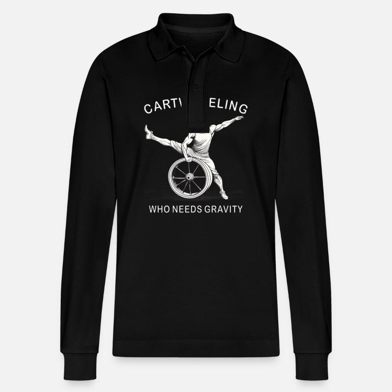 CARTWHEELING WHO NEEDS GRAVITY - Stanley/Stella Unisex Bio-Langarm-Poloshirt Prepster - Schwarz