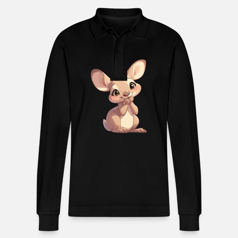 Kängurus Känguru - Stanley/Stella Unisex Bio-Langarm-Poloshirt Prepster - Schwarz