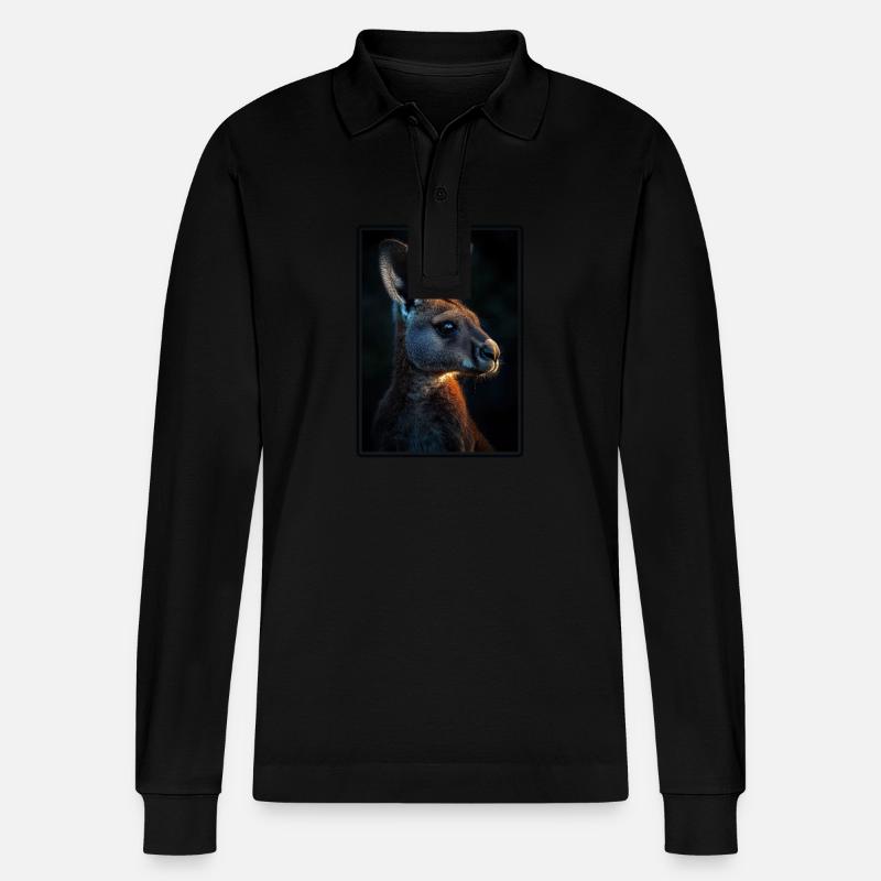 Kängurus Känguru - Stanley/Stella Unisex Bio-Langarm-Poloshirt Prepster - Schwarz